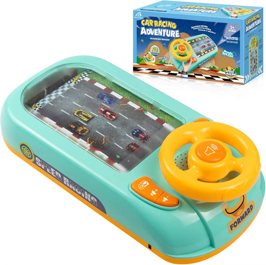 Musical Steering Wheel Toys for Boys 4-6 Toddler Simulated Driving Racing Car Game with Sound Interactive Educational Learning