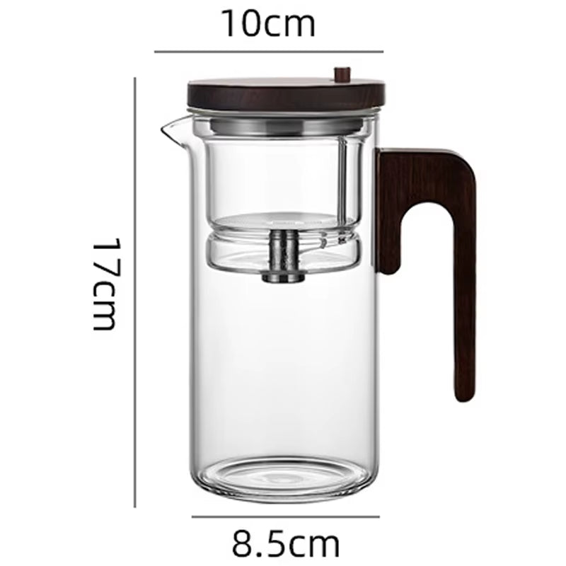 Water Separation Inner Container Teapot One Click Magnetic Switch Tea Separation Filtration Glass Tea Pot Wood Handle Teapot