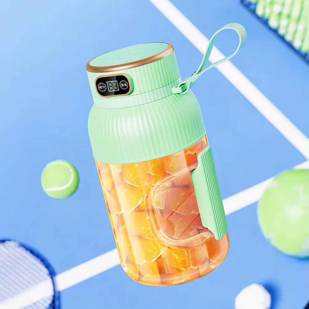 1200ML Electric Wireless Digital Display Mixer Portable Juicer Fruit Smoothie Juice Cup Rechargeable Smoothie Juicer 10 Blade